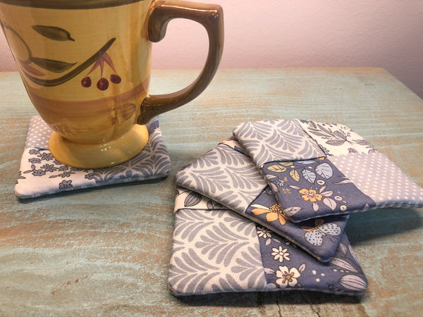 Fabric Coasters, Set of 4 Drink Coasters, Rug for Coffee Cup, House Warming Gift