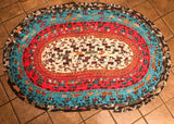 Jelly Roll Rug, Oval Kitchen Accent Rug, Boho Throw Rug with Southwestern Print, Christmas Gift for Mom