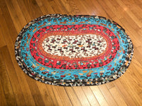 Jelly Roll Rug, Oval Kitchen Accent Rug, Boho Throw Rug with Southwestern Print, Christmas Gift for Mom