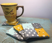 Handmade Fabric Coasters, Set of 4 Drink Rug Mats for Coffee Cup, Gifts for Friends
