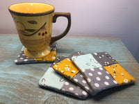 Handmade Fabric Coasters, Set of 4 Drink Rug Mats for Coffee Cup, Gifts for Friends