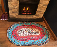 Jelly Roll Rug, Oval Kitchen Accent Rug, Boho Throw Rug with Southwestern Print, Christmas Gift for Mom