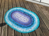 CUSTOMIZABLE Oval jelly roll accent rug for bedroom. Handmade quilted rope style throw rug. Cottage style rug, Gift for Mom, Ready to Ship