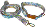 Paisley Print Dog Collar and Matching Leash Set with Metal Hardware, Walking Leash for Puppy, Pet Necklace, 5 Foot Leash, Gift for Pet Owner
