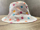 Ladies Reversible Bucket Hat, Sun Hat for The Beach, Women's Gardening Acessory, Knitters Hat, Yarn Theme