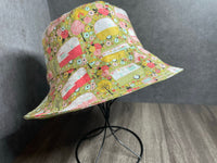 Ladies Reversible Bucket Hat, Camping Themed Sun Hat, Women's Gardening Acessory