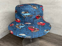 Classic Cars Reversible Bucket Hat for Dad, Muscle Car Hat, Birthday Gift for Boyfriend, Beach Hat