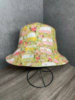 Ladies Reversible Bucket Hat, Camping Themed Sun Hat, Women's Gardening Acessory