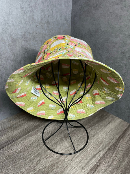 Ladies Reversible Bucket Hat, Camping Themed Sun Hat, Women's Gardening Acessory