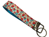 Autumn Leaves Keychain Wristlet, Wrist Lanyard Key Ring, Fabric Key Fob, Teacher Gift, Back to School, New Car Gift