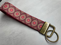 Boho Medallions Wrist Keychain, Wristlet Lanyard, Fabric Key Fob, Teacher Gift, Back to School, New Car Gift