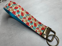 Autumn Leaves Keychain Wristlet, Wrist Lanyard Key Ring, Fabric Key Fob, Teacher Gift, Back to School, New Car Gift