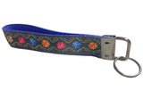 Rainbow Flower Wristlet Keychain, Wrist Lanyard Key Ring, Fabric Key Fob, Teacher Gift, Back to School, New Car Gift