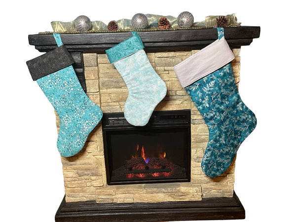 Teal Christmas Stockings, Christmas Decoration, Family Stockings, Gift for Kids, 3 Sizes