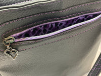 Purple Leopard Print Crossbody, Ombak Crossbody Handbag for Women, Mid-Sized Faux Leather Purse, READY TO SHIP