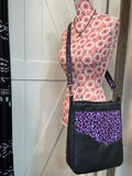 Purple Leopard Print Crossbody, Ombak Crossbody Handbag for Women, Mid-Sized Faux Leather Purse, READY TO SHIP