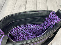 Purple Leopard Print Crossbody, Ombak Crossbody Handbag for Women, Mid-Sized Faux Leather Purse, READY TO SHIP