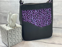Purple Leopard Print Crossbody, Ombak Crossbody Handbag for Women, Mid-Sized Faux Leather Purse, READY TO SHIP