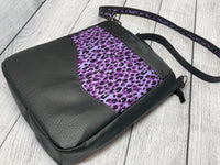 Purple Leopard Print Crossbody, Ombak Crossbody Handbag for Women, Mid-Sized Faux Leather Purse, READY TO SHIP
