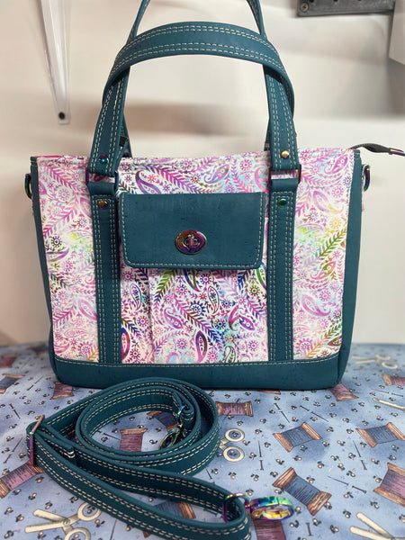 Paisley Print Handbag with Removable Crossbody Strap for Women, 12.5” W x 10.5” H x 4” D