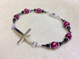 Dainty Beaded Cross Bracelet, Religious Jewelry, Statement Jewelry