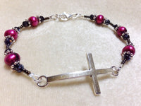 Dainty Beaded Cross Bracelet, Religious Jewelry, Statement Jewelry