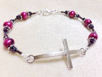 Dainty Beaded Cross Bracelet, Religious Jewelry, Statement Jewelry