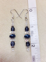 Crystal and Pearl Dangle Earrings with Surgical Steel French Hook Wires