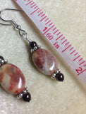 Morocco Agate Stone French Hook Wire Earrings