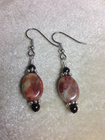 Morocco Agate Stone French Hook Wire Earrings