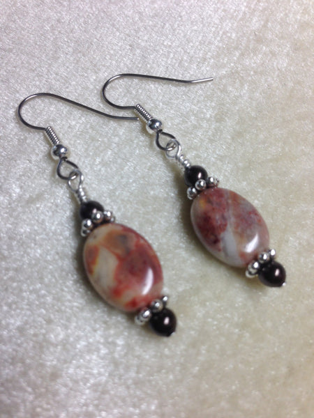 Morocco Agate Stone French Hook Wire Earrings