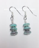 Aqua Beaded Earrings, French Hook Dangle Earrings