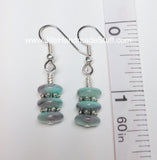 Aqua Beaded Earrings, French Hook Dangle Earrings