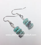Aqua Beaded Earrings, French Hook Dangle Earrings