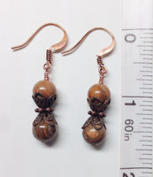 Antique Copper Dangle Earrings, Jasper Earrings