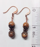 Antique Copper Dangle Earrings, Jasper Earrings