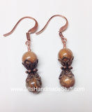 Antique Copper Dangle Earrings, Jasper Earrings