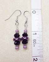 Purple Dangle Earrings with French Hook Ear Wires