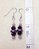 Purple Dangle Earrings with French Hook Ear Wires