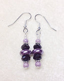 Purple Dangle Earrings with French Hook Ear Wires