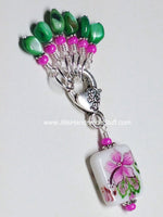 Pink Flower Stitch Marker Holder & Snag Free Knitting Markers | Gifts for Knitters |