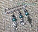 Hair Stylist Beaded Kilt Pin- Beautician Jewelry - Scarf, Shawl or Purse Charm Pin- Gift for Hairdresser |
