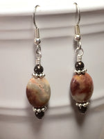 Morocco Agate Stone French Hook Wire Earrings