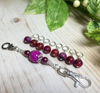 Agate Knitting Stitch Markers with Holder Clip, Gift for Knitters