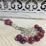 Agate Knitting Stitch Markers with Holder Clip, Gift for Knitters