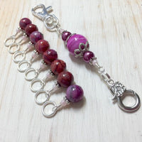 Agate Knitting Stitch Markers with Holder Clip, Gift for Knitters